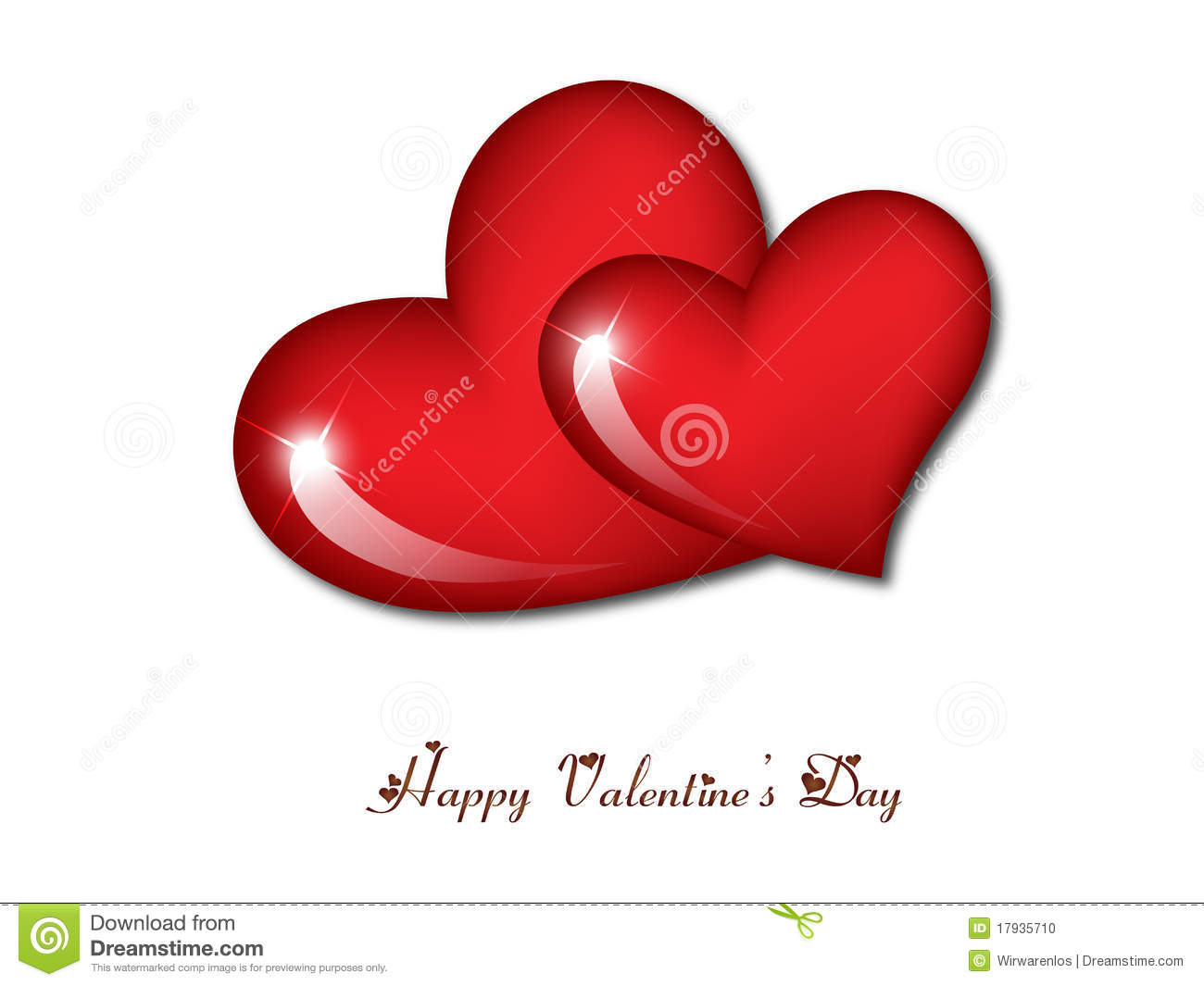 Happy Valentine's Day Two Red Hearts