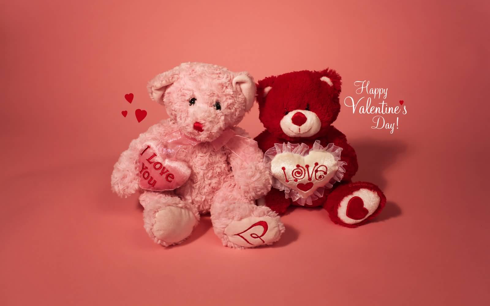 Happy Valentine's Day Two Teddy Bears HD Wallpaper