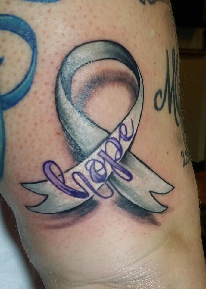 Hope – Lavender Cancer 3D Ribbon Tattoo Design For Half Sleeve