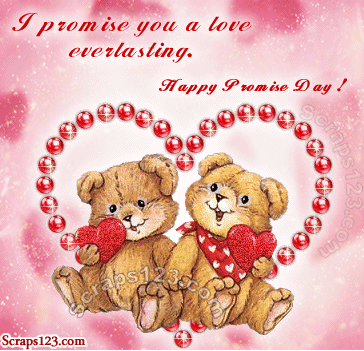 I Promise You A Love Everlasting. Happy Promise Day Teddy Bears With Heart Glitter