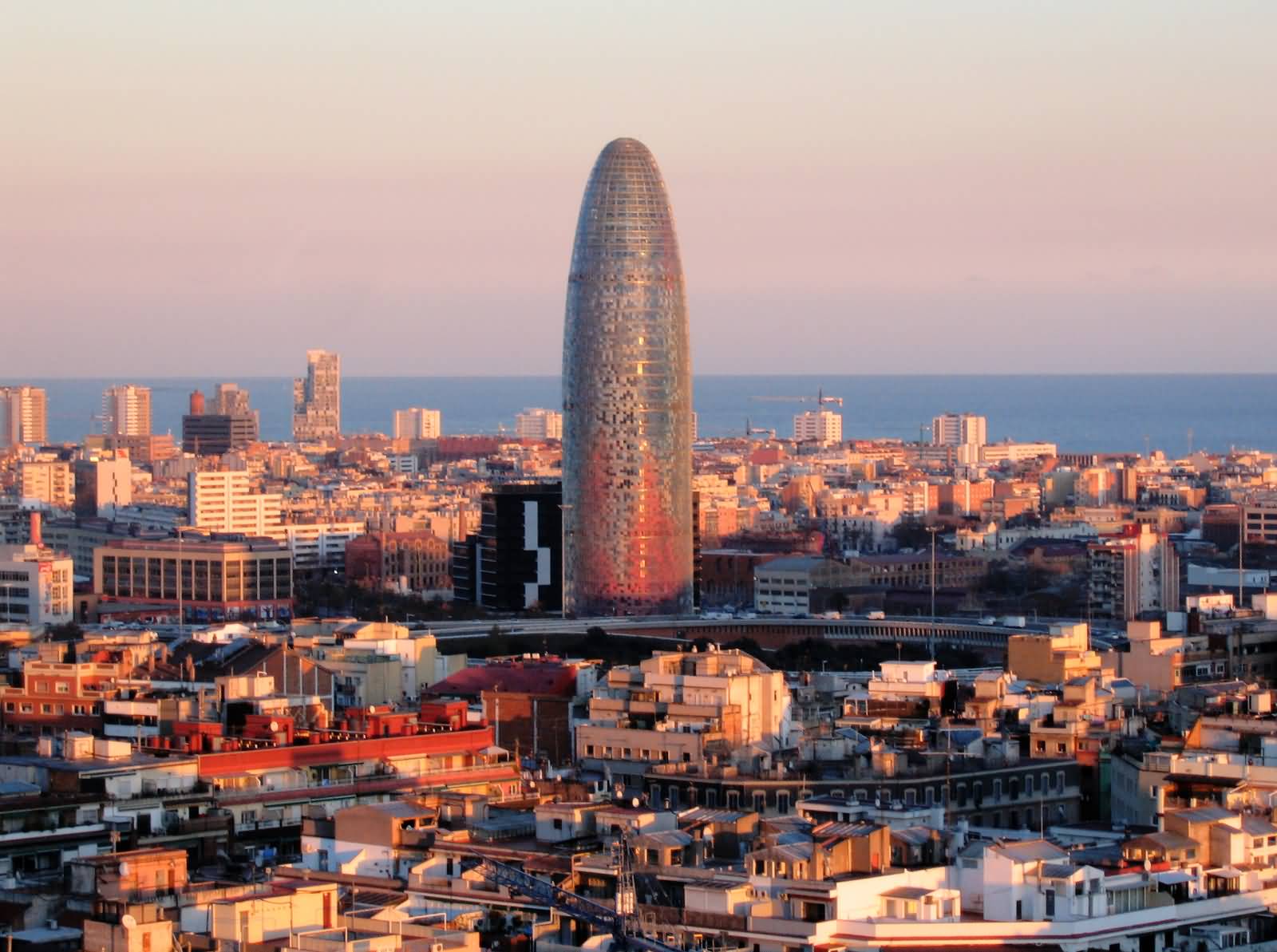 Iconic View Of The Torre Agbar In Barcelona
