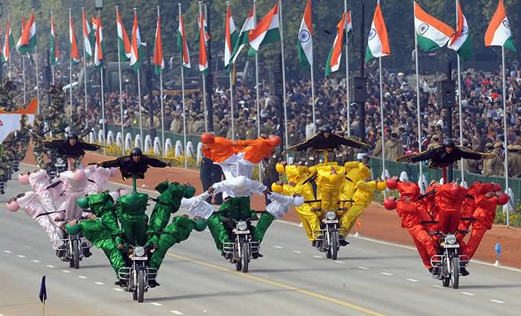 Indian Border Security Personnel Doing Stunts During Republic Day Parade