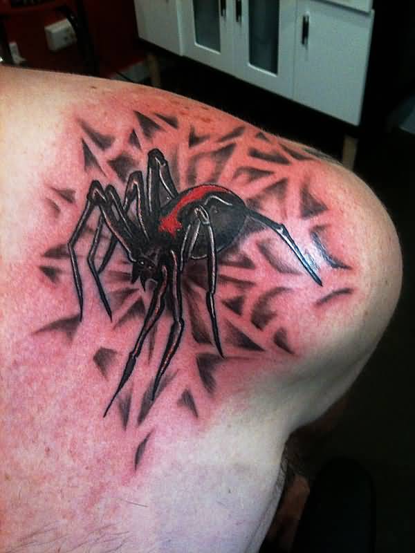 Left Shoulder Spider Tattoo Idea by Declantransam