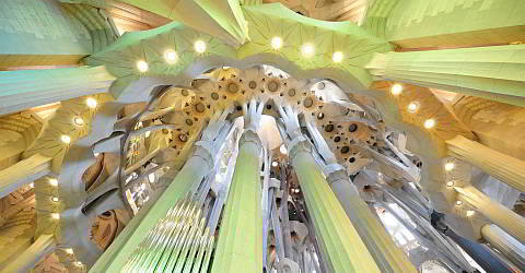 Looking Up In The Apse Sagrada Familia Interior View