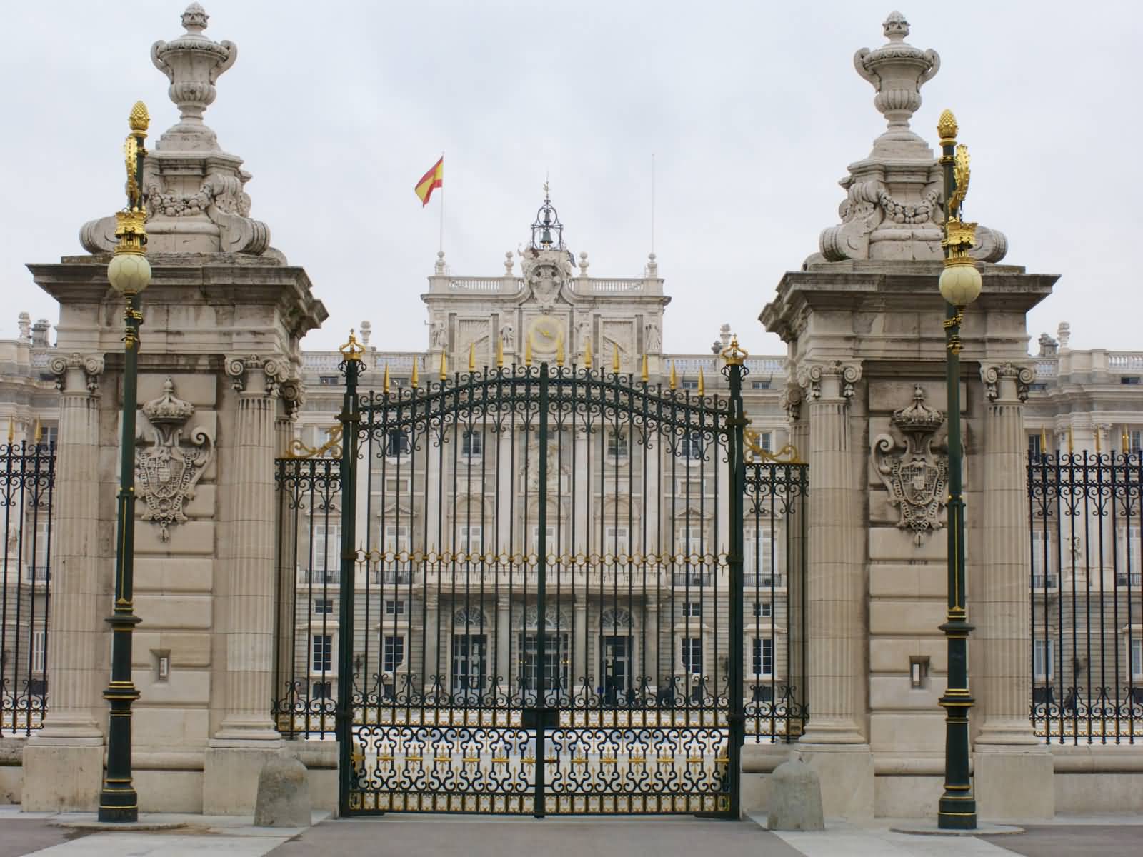 Main Gate Of The Royal Palace Of Madrid In Spain