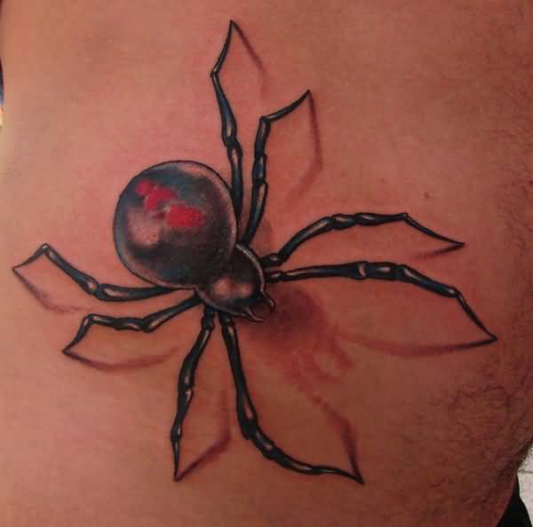 Man Rib Side Spider Tattoo