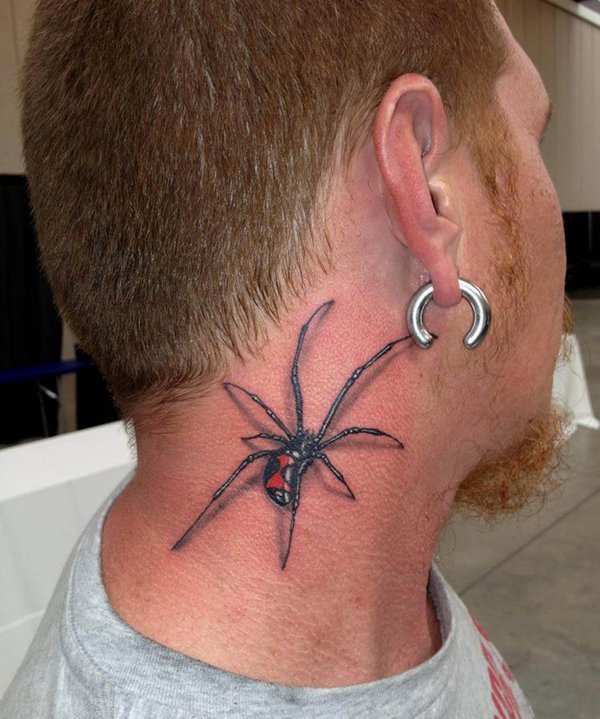 Man With Side Neck Spider Tattoo