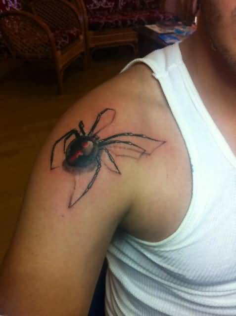 Man With Spider Tattoo On Right Shoulder