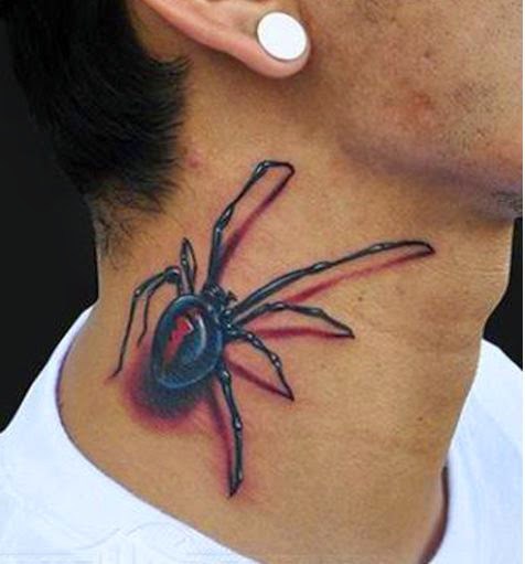Man With Spider Tattoo On Side Neck
