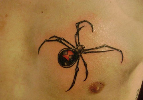 Man Chest Spider Tattoo Idea