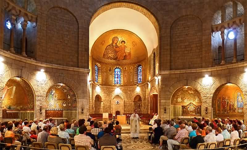 Mass Gathering Inside The Dormition Abbey