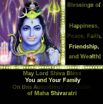 May Lord Shiva Bless You And Your Family On This Auspicious Ocassion Of Maha Shivratri
