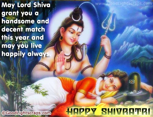 May Lord Shiva Grant You A Handsome And Decent Match This Year And May You Live Happily Always Happy Shivratri Card