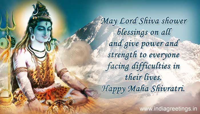 May Lord Shiva Shower Blessings On All And Give Power And Strength To Everyone Happy Maha Shivaratri Greeting Card