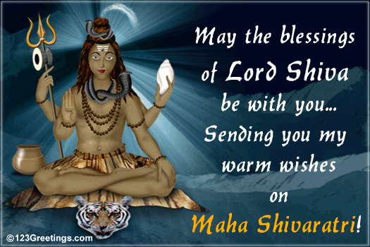 May The Blessings Of Lord Shiva Be With You Sending You My Warm Wishes On Maha Shivaratri Greeting Card