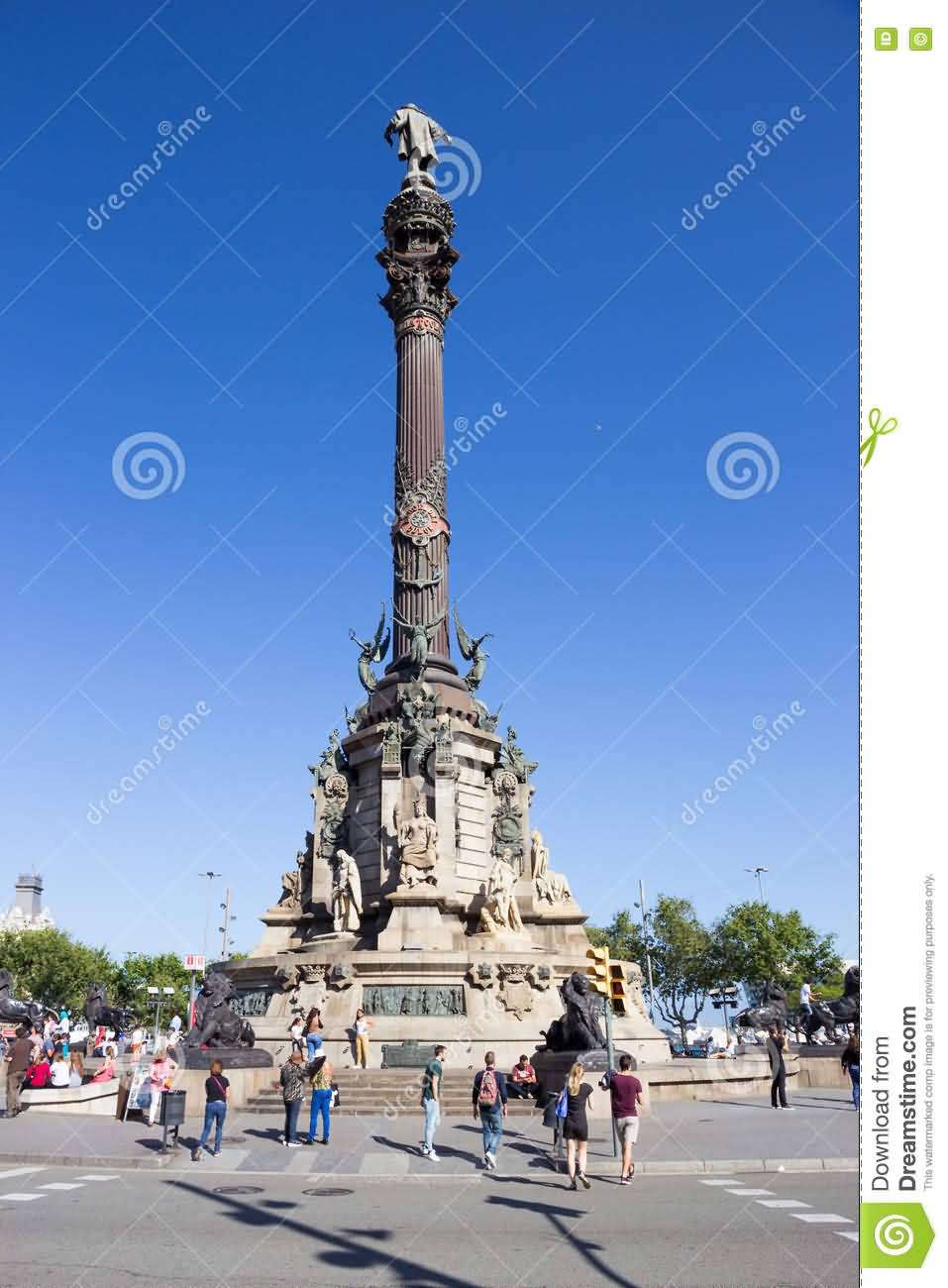 Monument Of Columbus In Barcelona View