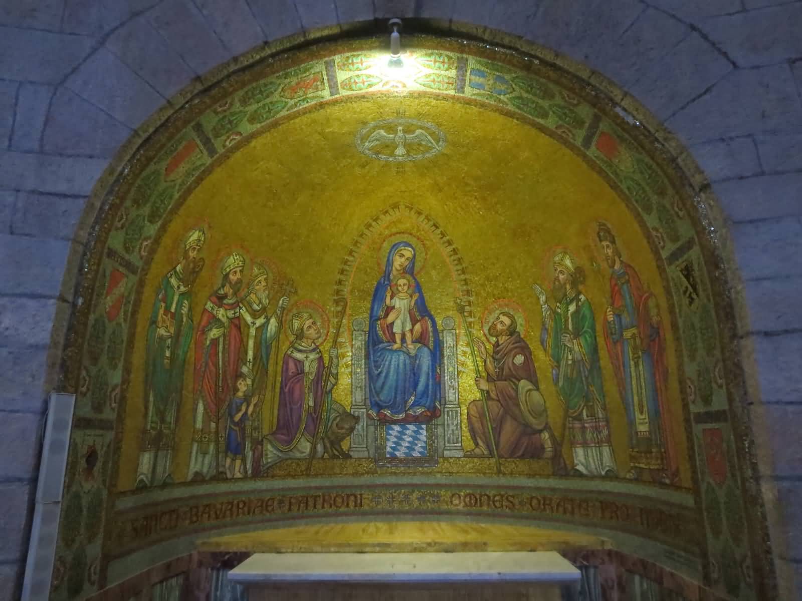 Mosaic Over Altar Inside Chapel Of The Nave Of The Dormition Abbey