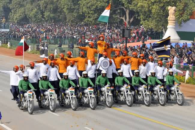 Motorcycle Stunt Performers During Republic Day India Parade