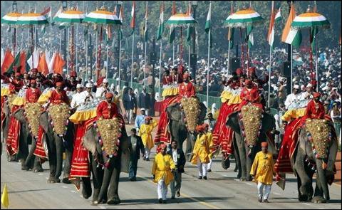 National Bravery Award Winning Indians On Elephants During Republic Day Parade