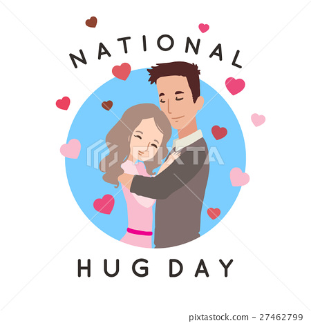 National Hug Day Couple With Hearts Greeting Card