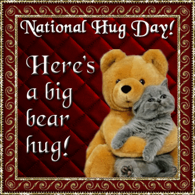 National Hug Day Here's A Big Bear Hug Glitter Greeting Card