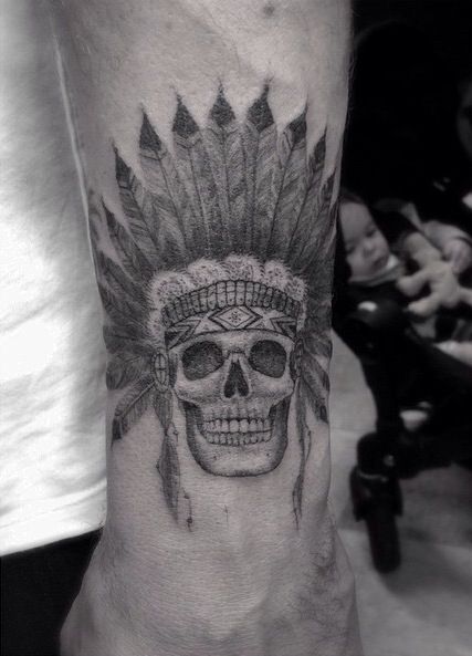 Native American Skull Tattoo On Arm