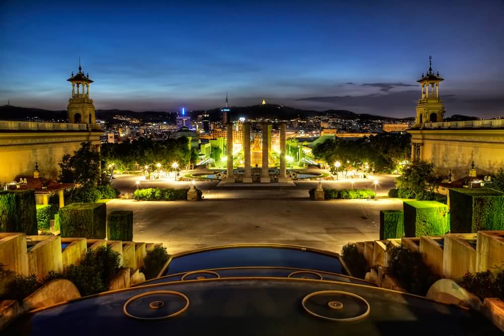 Night View Of The Palau Nacional In Barcelona