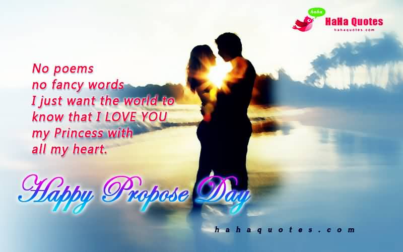 No Poems No Fancy Words I Just Want The World To Know That I Love You My Princess With All My Heart Happy Propose Day