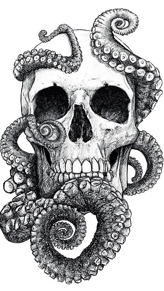 Octopus Skull Tattoo Design