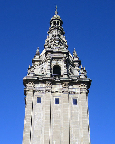 One Of The Four Towers Of Palau Nacional In Barcelona