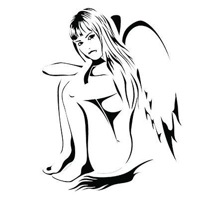 Outline Angel Tattoo Design Sample