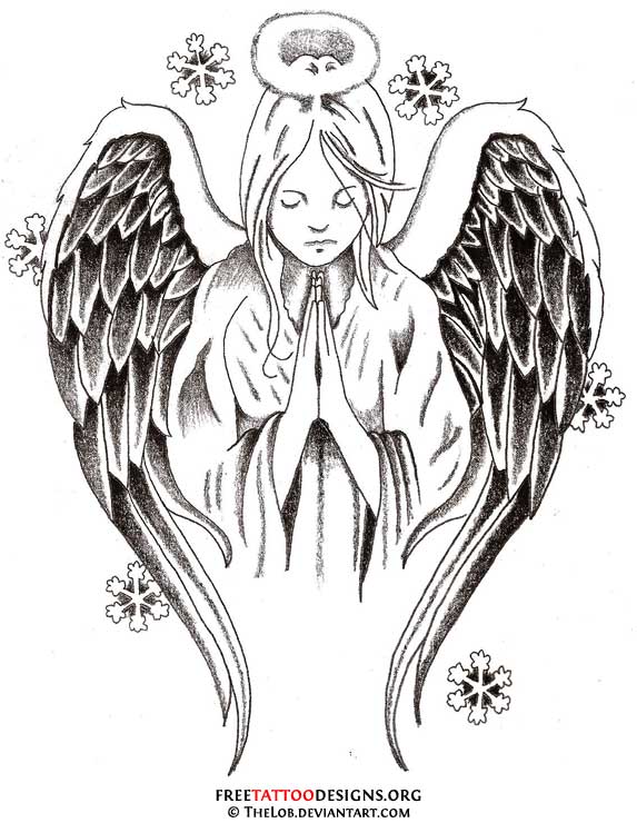 Praying Angel Tattoo Design