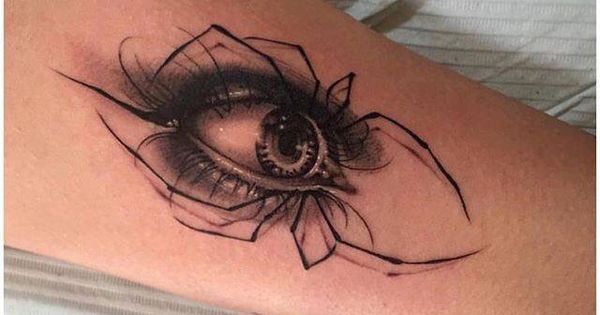 Realistic Eye Spider Tattoo