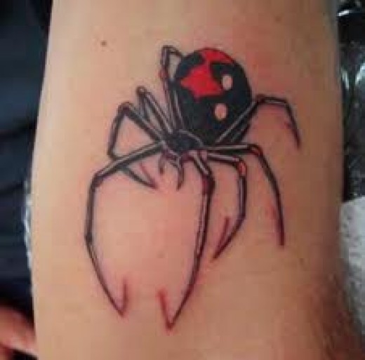 Red And Black Spider Tattoo On Arm Sleeve