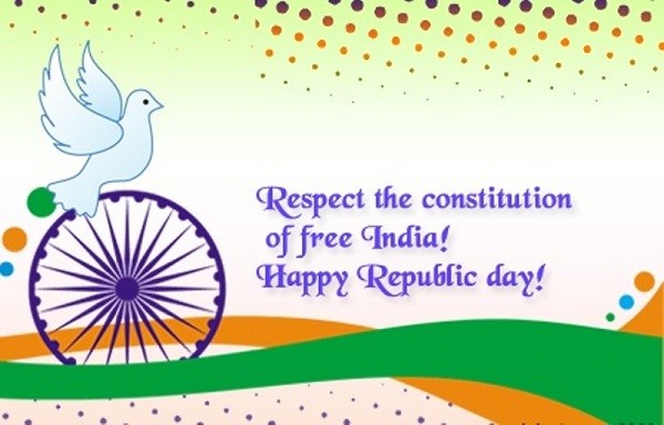 Respect The Constitution Of Free India Happy Republic Day Flying Dove