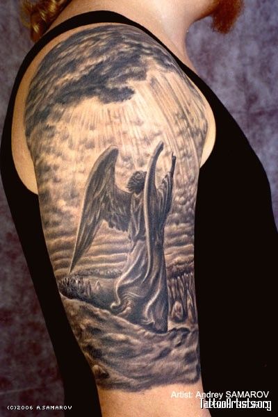 Right Half Sleeve Angel Girl Tattoo