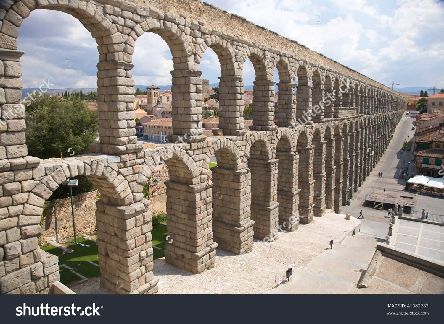 Roman Aqueduct Of Segovia City In Spain