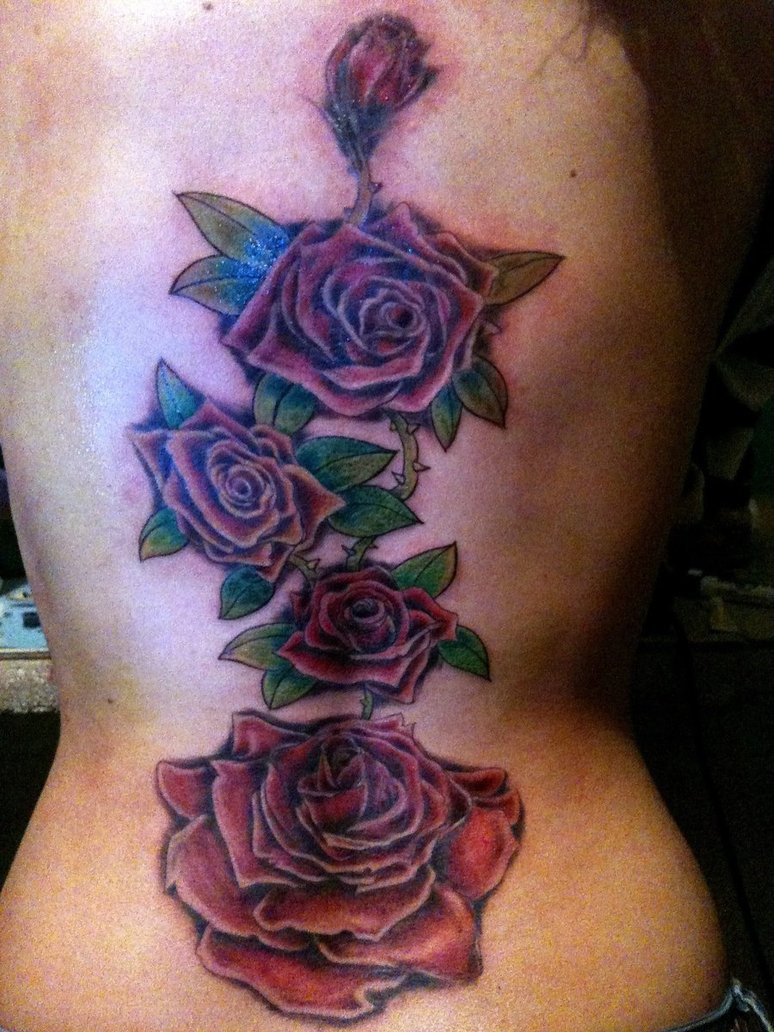 Roses Tattoo On Full Back By Piglegion