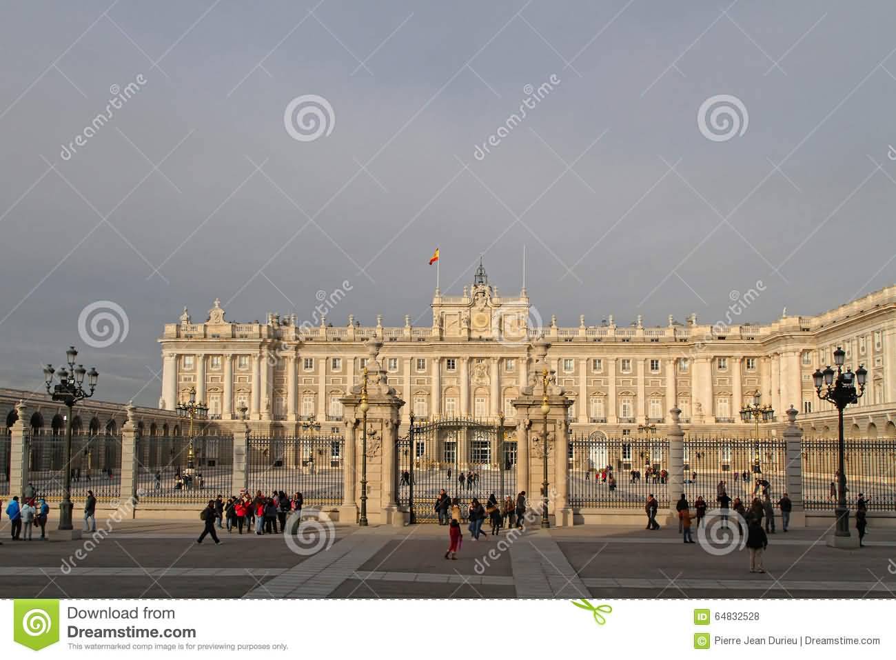 Royal Palace Of Madrid In Winter Sunset