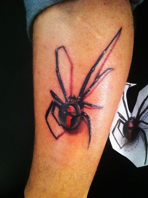Side Leg Spider Tattoo Idea