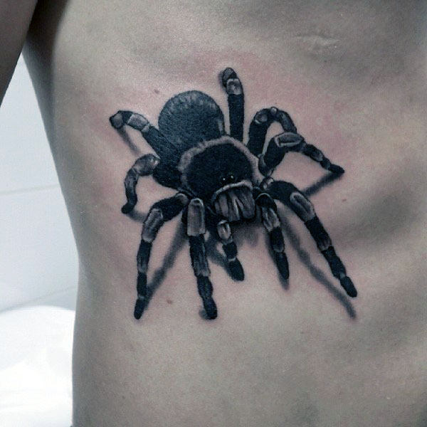 Side Neck 3D Spider Tattoo Idea