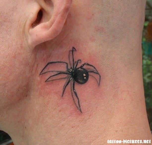 Side Neck Spider Tattoo For Men