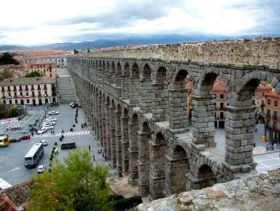 Side View Of The Aqueduct Of Segovia