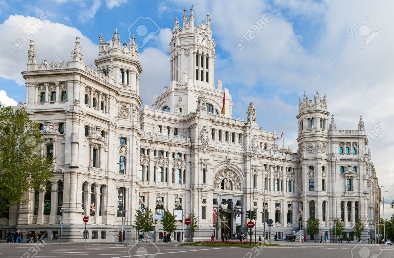 Side View Of The Cybele Palace In Madrid