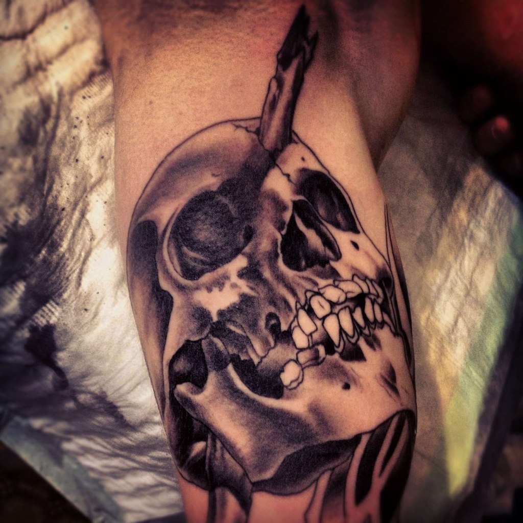 Skull Tattoo On Bicep