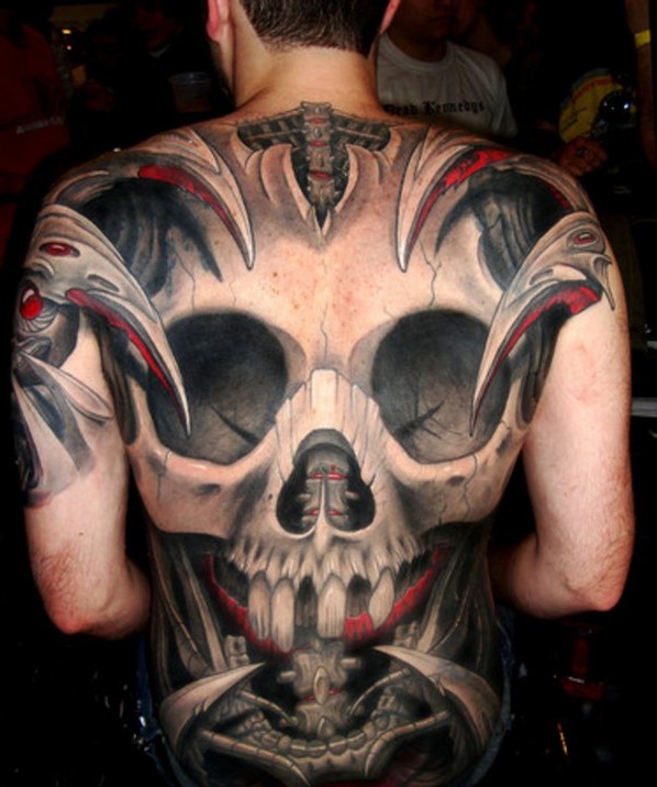 Skull Tattoo On Full Back