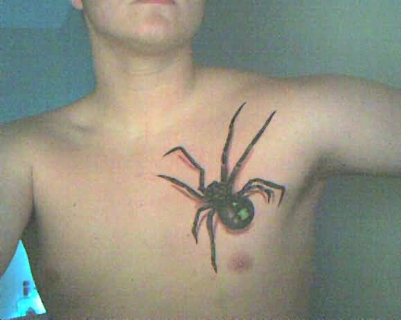 Spider Tattoo On Man Chest