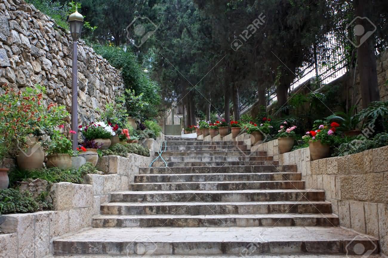 Stairs To The Church Of Mary Magdalene At The Mount Of Olives In Jerusalem