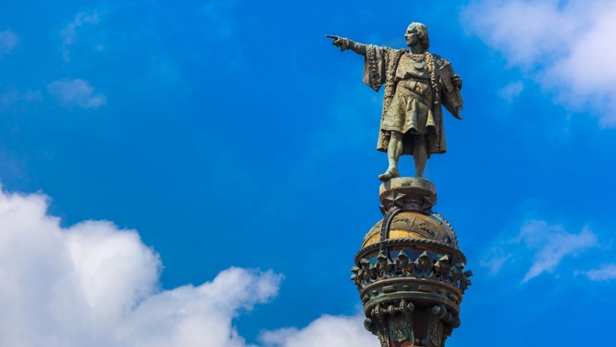 The Columbus Monument On The Square Portal de la Pau In Barcelona