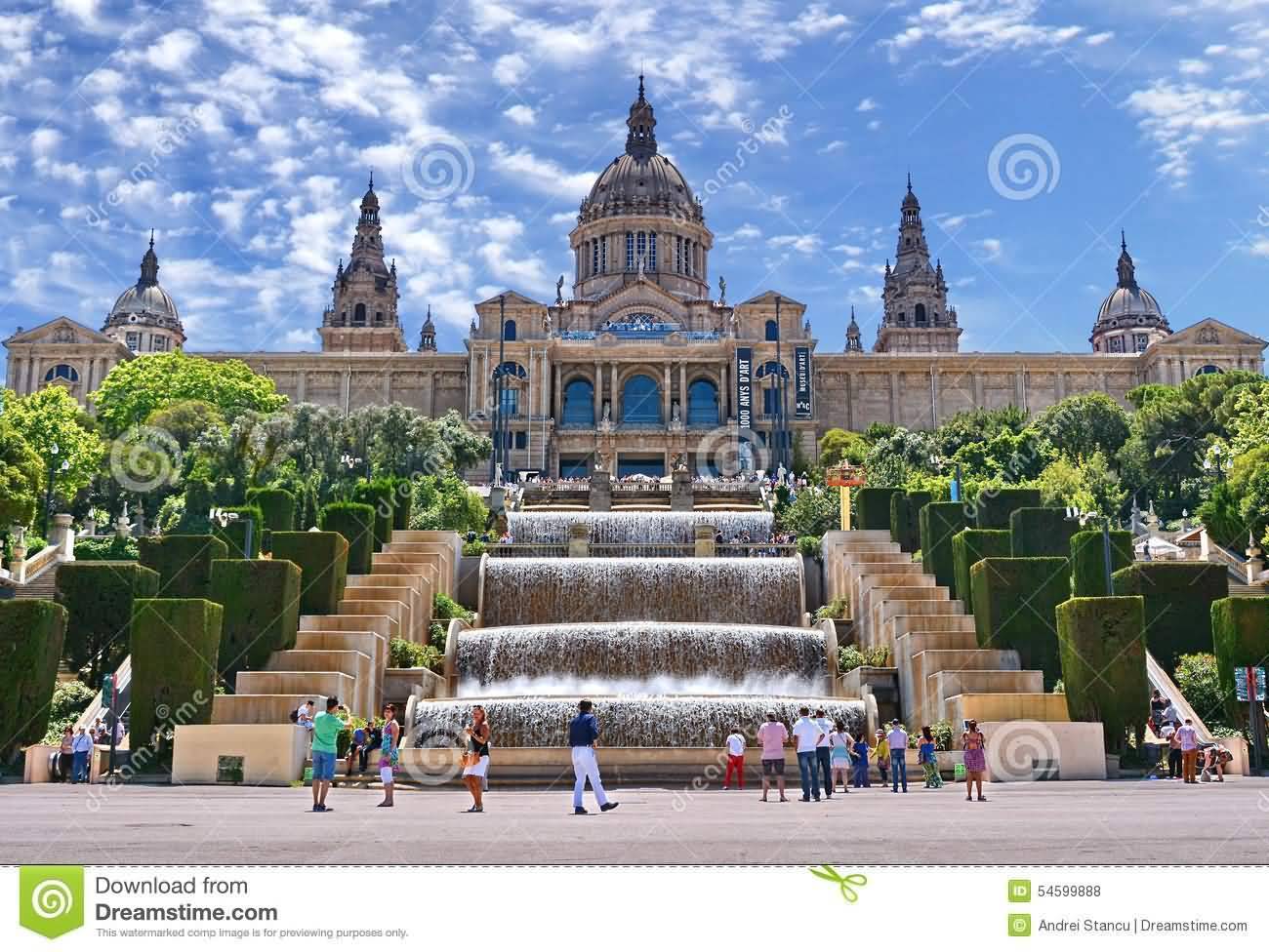 The Magic Fountain And Palau Nacional In Montjuic